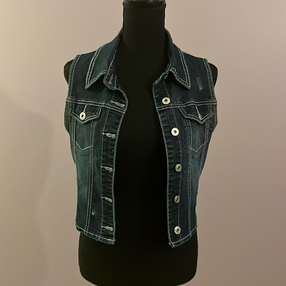 Denim vest gently used size medium